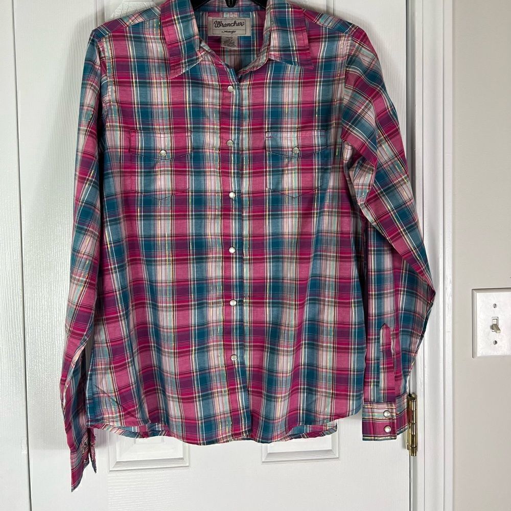 Wrangler Womens Pearl Snaps Button Down Shirt L